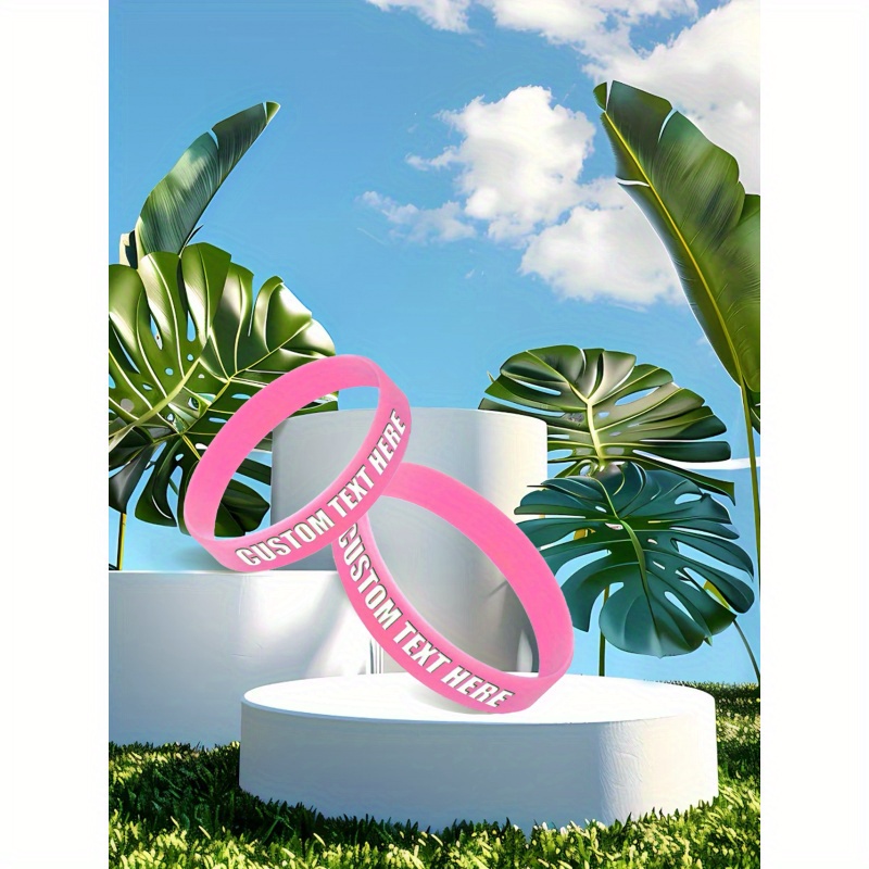 65pcs Custom Silicone Wristbands, Personalized Text